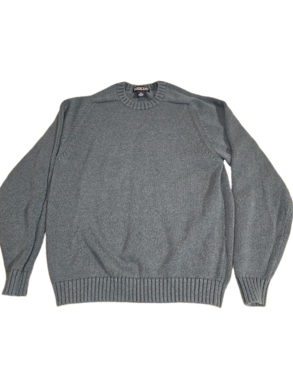 lands end womens pullover sweater M Forest Green Crew Neck 💯 cotton Classic...